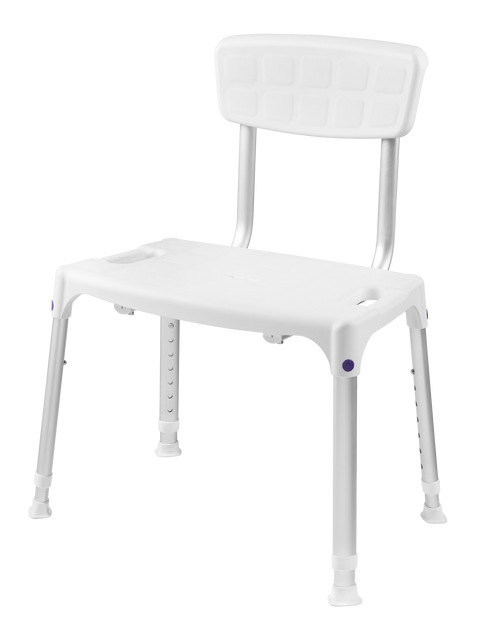SecuCare Quattro Shower Chair with backrest, white, adjustable height 390-540 mm
