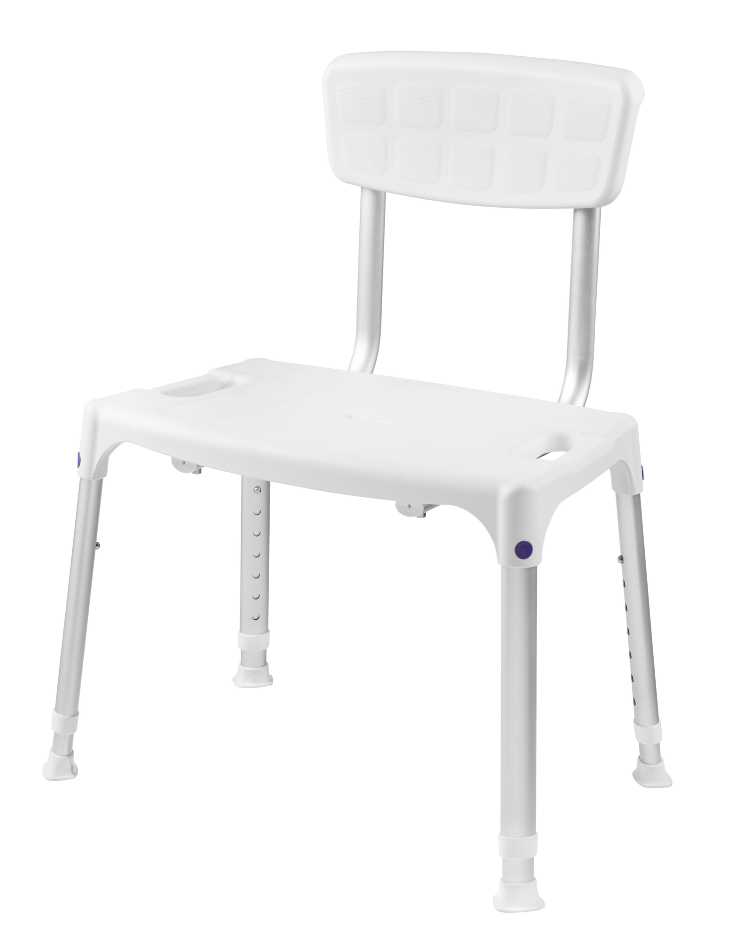SecuCare Quattro Shower Chair with backrest, white, adjustable height 390-540 mm