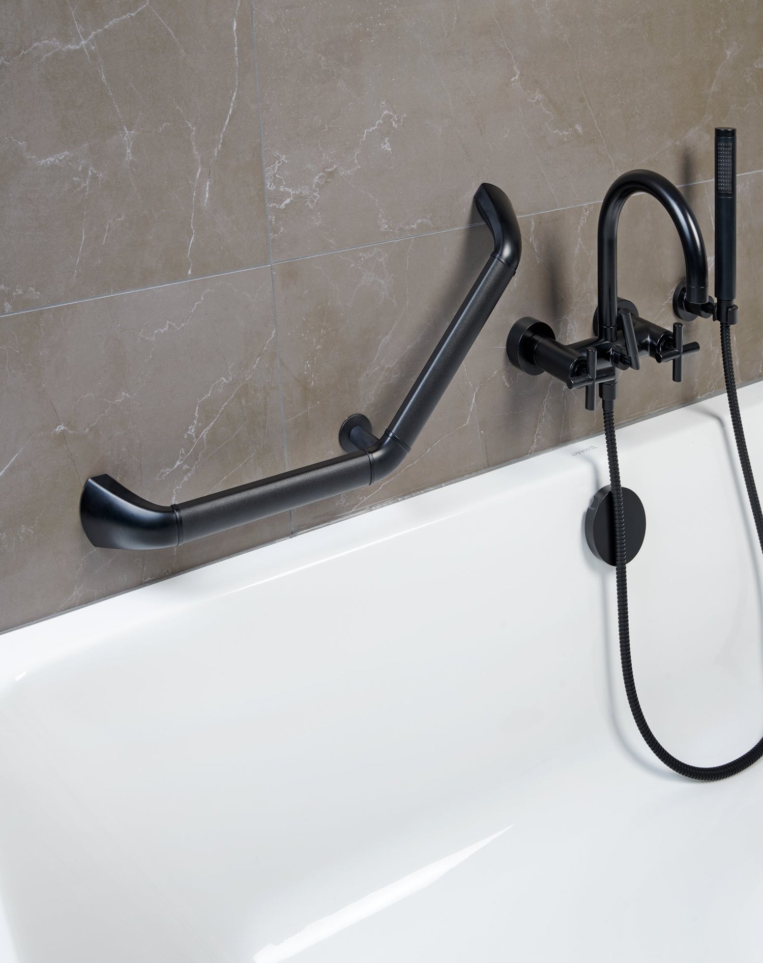 SecuCare Grab Bar Aluminium 45˚ angle, black