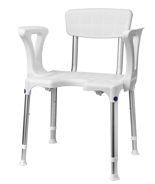 Shower chair with hygienic 2024 cutout