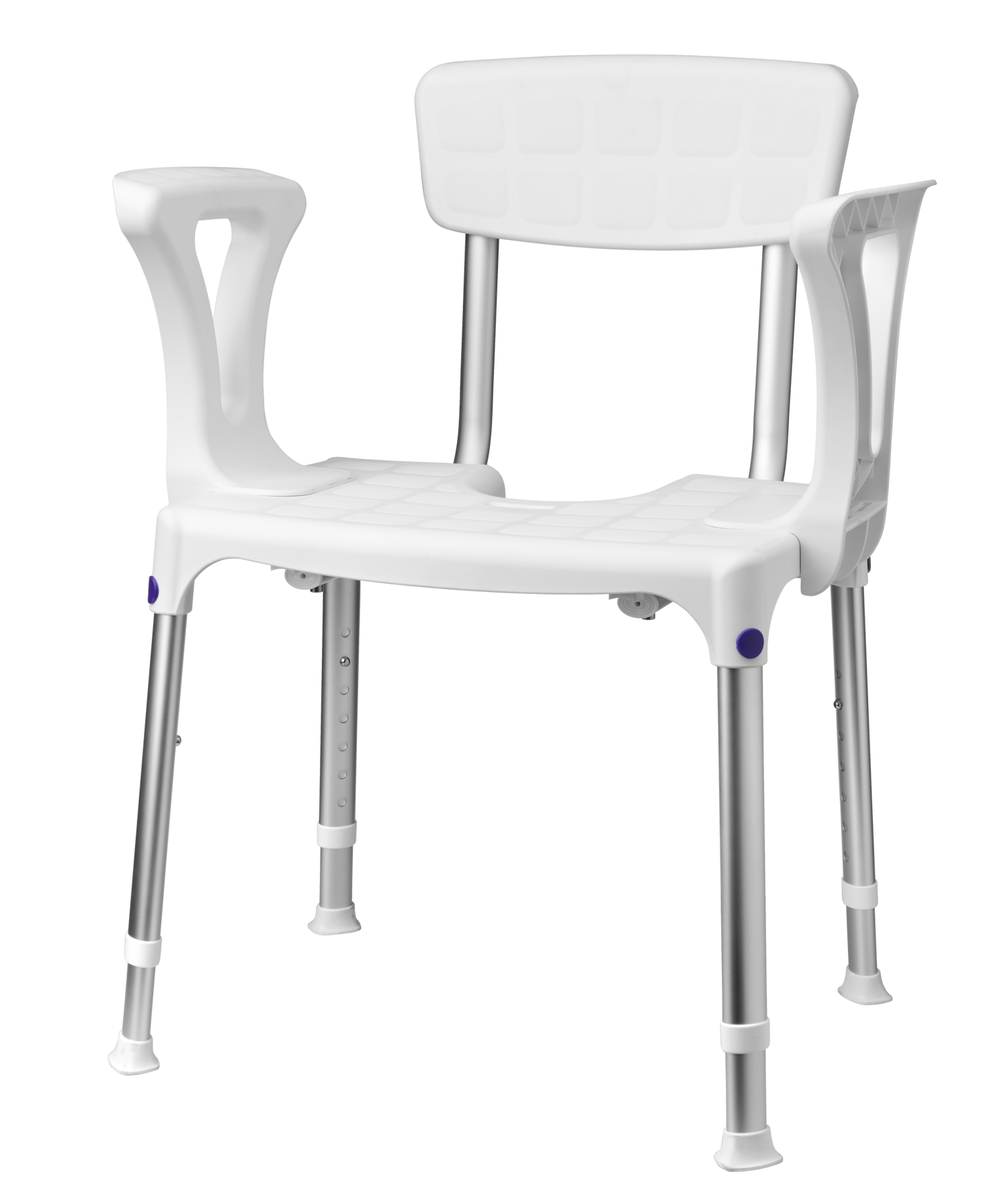 SecuCare Quattro Showerchair with hygiene cutout, backrest and armrests